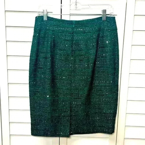 Nipon Boutique Wool Blend Tweed Pencil Skirt Size 4 Green - Picture 1 of 7